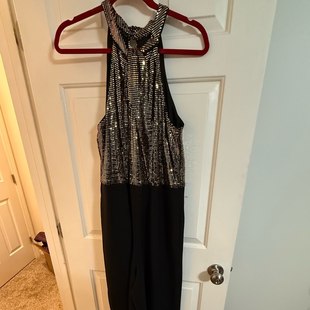 Julia Jordan Black Dress with Gold Accents